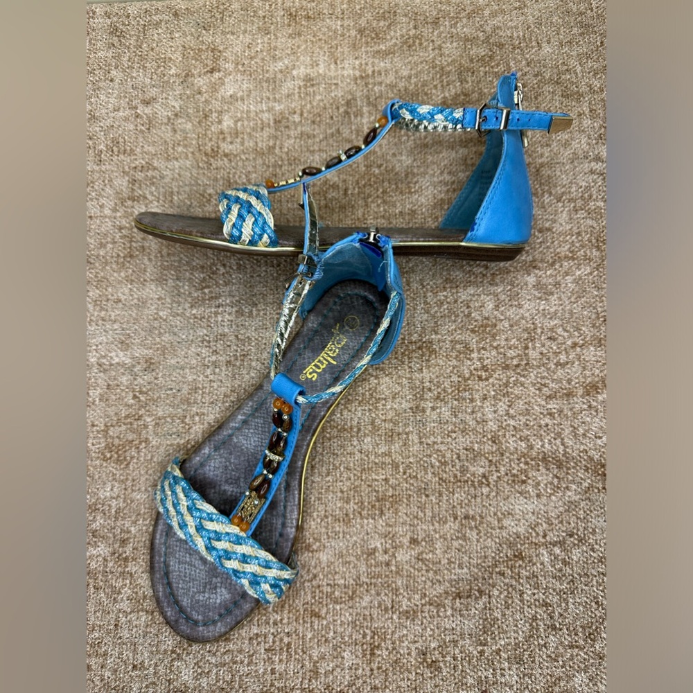 Palms Bradee Embellished Rhinestone/Beaded Sandals Size 7.5